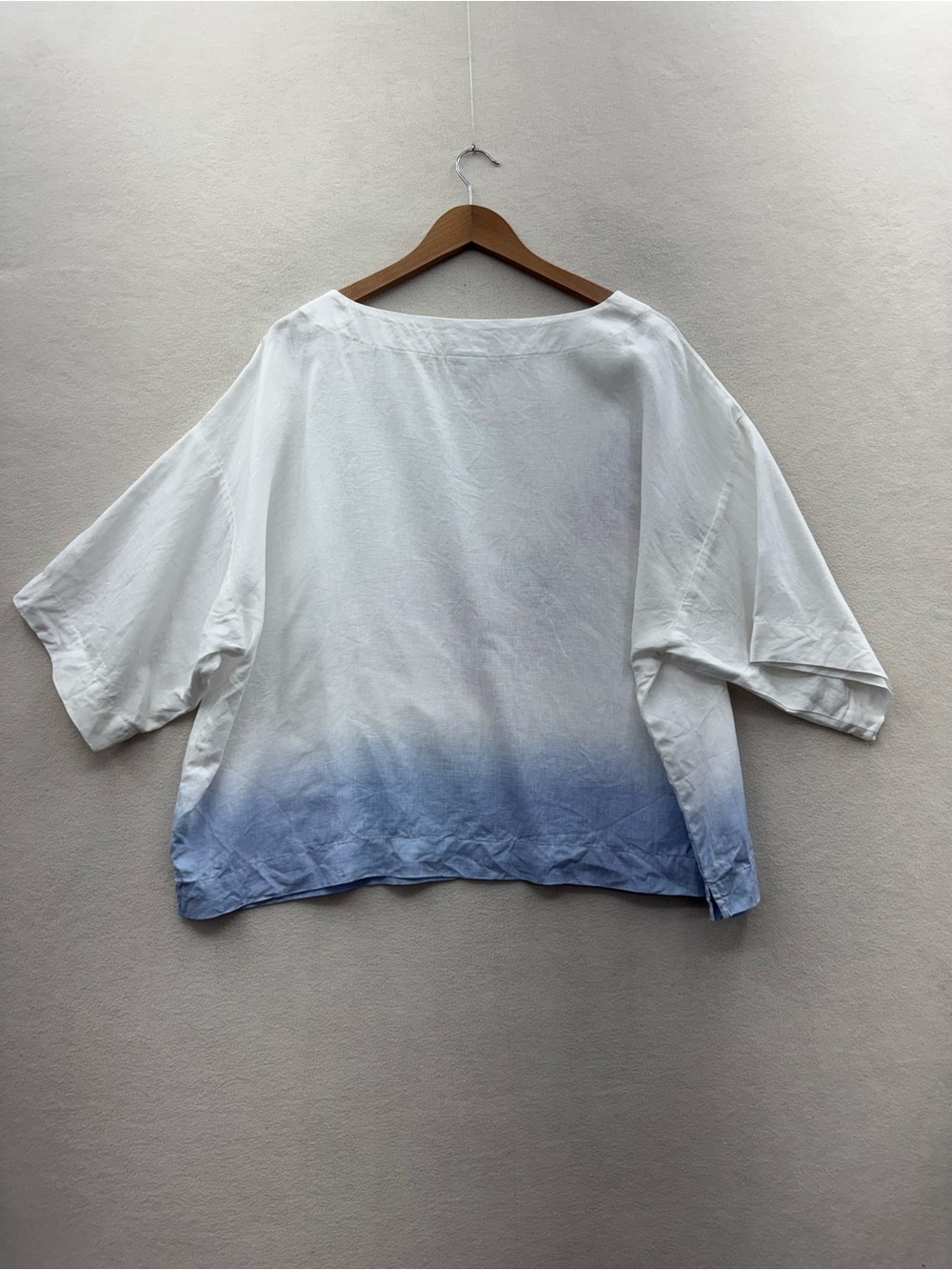 Pure Jill Linen Blouse Women’s Large Floral Watercolor Purple Boxy Top Boho - Picture 2 of 6